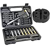 BESTNULE Punch Set, Punch Tools, Made of Solid Material Including Steel Punch and Hammer, Ideal for Machinery Maintenance with Organizer Storage Container (With Bench Block)