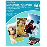MaxGear Premium High-Gloss Photo Paper, 5'x7'(60 Sheets), 53lbs 200gsm, for Inkjet and Laser Printer, White