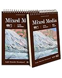 Mixed Media Sketch Pad, 9 x 12 inches, 60 Sheets Each (98lb/160gsm), 2 Pack, Heavyweight Drawing Papers, Top Spiral Bound Hardcover Sketchbook, for Wet and Dry Media, Drawing, Painting