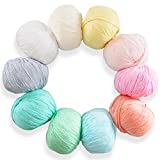 Studio Sam Pure Cotton Yarn Set for Knitting and Crochet. Pack of 10 Skeins, Total 1850 Yards. Fine Yarn for Baby Blankets and Clothes. Pastel Dreams Collection.