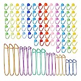 18 PCS Knitting Stitch Holders,6 Sizes Yarn Stitch Holder Set for Crochet Knitting Needle Aluminum Stitch Holders Safety Pins with 100 Locking Stitch Markers