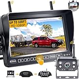 Rohent RV Backup Camera Wireless HD 1080P 7'' Touch Key DVR Monitor Rear View Camera System Infrared Night Vision Waterproof for Truck Trailer Camper 4 Channels Adapter for Furrion Pre-Wired RVs R9