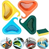 PEEOED® Swan Shape Sink Basket 4pcs Kitchen Corner Sink Drain Strainer Basket, Triangular Sink Storage Filter, Multi-Functional Hanging Filtering Draining Rack Holder Shelf Baskets, with 1 Sponge