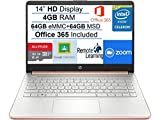 2021 Newest HP Stream 14' HD SVA Laptop Computer, Intel Celeron N4000 Processor, 4GB RAM, 128GB Space(64GB eMMC+64GB MSD), Office 365, HDMI, USB-C, Windows 10, Rose Gold, AllyFlex MP, Online Class