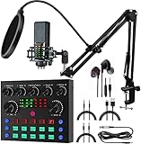 Audio Interface DJ Mixer V8 Live Sound Card for Streaming, Remall ALL-IN-ONE Production Podcast Equipment Bundle Studio Condenser Microphone Recording Gaming Mic Voice Changer PC