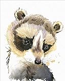 7Dots Art. Baby animals. Watercolor Art Print, poster 8'x10' on Fine Art thick Watercolor paper for childrens kids room, bedroom, bathroom. Wall art decor with Animals for boys, girls. (Raccoon)
