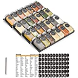 SpaceAid Spice Drawer Organizer with 28 Spice Jars, 386 Spice Labels and Chalk Marker, 4 Tier Seasoning Rack Tray Insert for Kitchen Drawers, 12.8' Wide x 17.5' Deep