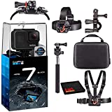 GoPro HERO7 Hero 7 Waterproof Digital Action Camera with Action Kit Accessories Body Bundle (Black)