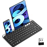 Multi-Device Bluetooth Keyboard, Samsers Wireless Portable Keyboard with Integrated Stand Holder Connect Up to 3 Devices, Compatible with Mac Android iOS Windows for Tablet Smartphone Laptop PC -Black