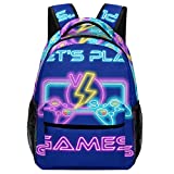 Kazynee Gamepad Gaming Laptop Backpack，Pink Cyan Neon Video Games Gamepad Backpack with Padded Shoulder Straps One Size