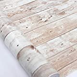 Wood Self Adhesive Paper 17.71' X 32.8 Ft Self-Adhesive Removable Wood Peel and Stick Wallpaper Decorative Wall Covering Vintage Wood Panel Interior Film Easy to Clean