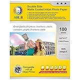 MR.R Double Side Matte Coated Inkjet Photo Paper Letter size 8.5'x11' 100 Sheets per pack 80lb 300gsm