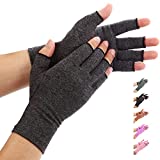 Duerer Arthritis Compression Gloves Women Men for RSI, Carpal Tunnel, Rheumatiod, Tendonitis, Fingerless Gloves for Computer Typing and Dailywork (Black, M)