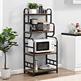 O&K Furniture 4-Tier Kitchen Bakers Rack with Storage Shelf, 54”H Small Free Standing Microwave Oven Stand Rack Floor Standing Spice Rack Organizer, Double-purpose Rack for Wide Application
