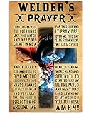 Welder's Prayer Retro Metal Poster Welding Metal Tin Signs Farmhouse Home Christian Plaque Decoration Welders Workshop Wall Decor 12x18 Inches