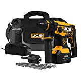 JCB Tools - JCB 20V Cordless Brushless SDS Rotary Impact Hammer Drill Power Tool - With 5.0Ah Battery And Charger - For Concrete, Masonry, Removing Plaster, Chiseling, Electricians Drill, Core Cutting