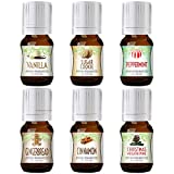 Winter Essential Oil Set of 6 Fragrance Oils - Christmas Wreath Pine, Vanilla, Peppermint, Cinnamon, Sugar Cookie, and Gingerbread by Good Essential Oils