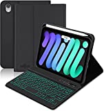 iPad Mini 6 Keyboard Case 2021,Boriyuan 7 Colors Backlit Detachable Keyboard Slim Folio Smart Cover for iPad Mini 6th Generation 8.3 inch – Black