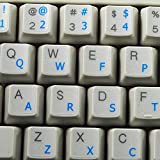 COLEMAK KEYBOARD STICKERS WITH BLUE LETTERING ON TRANSPARENT BACKGROUND