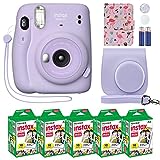 Fujifilm Instax Mini 11 Instant Camera Lilac Purple + Custom Case + Fuji Instax Film Value Pack (50 Sheets) Flamingo Designer Photo Album