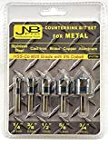 JNBPRO COUNTERSINK DRILL BIT SET FOR METAL - 5 PC HIGH SPEED STEEL WITH 5% COBALT HSS-Co M35 GRADE, SIZES 1/4', 3/8', 1/2', 5/8' & 3/4' - 5 FLUTES w/ 82 DEGREE - 1/4' ROUND SHANK - METAL COUNTERSINK BIT SET
