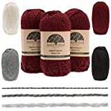 (3 Small Gorgeous Skeins) Alpaca Yarn Blend Umayo [165 Yards Total] Merlot, #5 Bulky