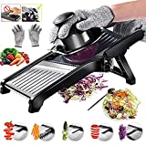 Mandoline Slicer for Kitchen, Adjustable Stainless Steel Food Vegetable Potato Onion Slicer French Fry Cutter, Slicer Julienne with Cut-Resistant Gloves
