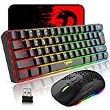 Wireless Gaming Keyboard and Mouse Combo, 2200mAh Mini 61 Keys Mechanical Feeling Keyboard with Bluetooth 5.1&2.4G Wireless Dual Modes,RGB Backlit Wireless Lightweight Gaming Mouse for PC/Gamer