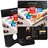 Arteza Disposable Palette Paper Pad, 9x12 Inch, Pack of 2, 80 White Sheets, 54 lb, Glue-Bound, Bleed-Proof Paint Palette with Thumb Hole, for Oil Paint, Acrylics, Watercolors & Gouache