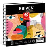 EBIVEN Art Marker Paper Pad, 7.67'x7.67' Portable Square Sketchbook, 60 Sheets Markers Drawing Papers, 120 GSM/73 lb Art Paper for Drawing and Painting, Sketching, Coloring, Lettering