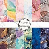 DESEACO Marbled Scrapbooking Paper Pad 6x6, Glittered Watercolor Single-Sided Decoupage Paper Vintage, Card making Colorbok Pattern Paper, Decorative cricut craft paper journaling supplies aesthetic