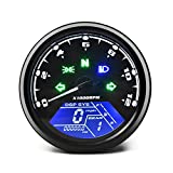 DKMOTORK 0011 Digital Gauge Motorcycle Speedometer/Tachometer/Odometer Universal with Multi-Function Indicator Light Display Black