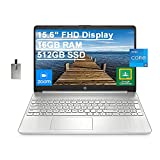 2022 HP 15.6' FHD Laptop Computer, 11th Gen Intel Core i5-1135G7(Beats Intel i7-1065G7), 16GB RAM, 512GB PCIe SSD, Iris X Graphics, HD Webcam, HDMI, Bluetooth, Win11, Silver, 32GB USB Card