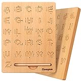 Coogam Wooden Letters Practicing Board, Double-Sided Alphabet Tracing Tool Learning to Write ABC Educational Toy Game Fine Motor Montessori Gift for Preschool 3 4 5 Years Old Kids