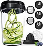 fullstar Vegetable Spiralizer Vegetable Slicer - 8 in 1 Zucchini Spaghetti Maker Zoodle Maker Veggie Spiralizer Adjustable Handheld Spiralizer Zucchini Noodle Maker Zucchini Spiralizer with Container