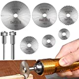 8Pcs Rotary Drill Saw Blades, Steel Saw Disc Wheel Cutting Blades with 1/8' Straight Shank Mandrel for Dremel Fordom Drills Rotary Tools (Power tools are not included)