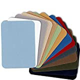 ZEFFFKA Premium Quality Fabric Iron-on Patches Inside & Outside Strongest Glue 100% Cotton Blue Gray Beige Brown Yellow Red Green Repair Decorating Kit 14 Pieces Size 3' by 4-1/4' (7.5 cm x 10.5 cm)