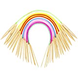 18 Pairs Circular Knitting Needles Set, Vancens Premium Bamboo Knitting Needles with Colorful Plastic Tube, 5 Kind of Tools for Weave are Included, 18 Sizes: 2mm - 10mm, 16 Inches Length