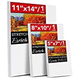 3 Pack Canvases for Painting with Multi Pack 11x14', 5x7', 8x10', Painting Canvas for Oil & Acrylic Paint