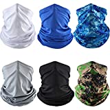 Summer Face Cover Scarf Mens Balaclava Neck Gaiter Baclava Face Breathable Bandana Sun Protection Cycling Running(Simple Colors,6 Pieces)