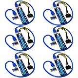 FebSmart PCIE Riser for Ethereum Mining Rigs, GPU Risers for ETH Mining Rigs, PCIE Extension Cable, GPU Extension Cable, PCIE X1 to PCIE X16 Riser, VER006C GPU Riser, VER006C PCIE Riser (Blue-6PCS)