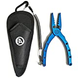 Black Anchor Aluminum Fishing Pliers 6.7' Saltwater Resistant Anodization, Mono, Fluoro & Braid Line Cutters, Nylon Sheath with Belt Loop (Classic Blue, 6.7)