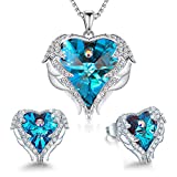 CDE Mom Jewelry Set Blue Crystals from Austrian Crystals Sets for Women Wedding Anniversary Birthday Mother’s Day Jewelry Gifts for Mom Women Wife Daughter