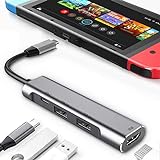 REAKA Upgraded USB Type C to HDMI Digital AV Multiport Hub,USB-C(USB3.1) Adapter PD Charger for OLED Switch/Nintendo Switch,Portable 4K HDMI Dock for Samsung Dex Station Travel TV Docking Station