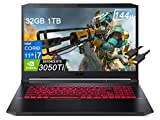 2022 Acer Nitro 5 (17.3' FHD 144Hz, Intel i7-11800H, 32GB RAM, 1TB PCle SSD, GeForce RTX 3050Ti 4GB) Backlit Gaming Laptop, Webcam, Killer WiFi 6, Ray Tracing, IST Cable, Windows 11 Home