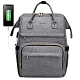 LOVEVOOK Laptop Backpack for Women Fashion Travel Bags Business Computer Purse Work Bag with USB Port, Grey