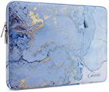 MOSISO Laptop Sleeve Case Compatible with MacBook Air/Pro, 13-13.3 inch Notebook, Compatible with MacBook Pro 14 inch 2021 2022 M1 Pro/Max A2442, Polyester Vertical Watercolor Marble Bag, Blue