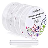 Stretchy String for Bracelets, Cridoz 5 Rolls Clear Elastic String Stretch Cord Jewelry Bead Bracelet String with 2 Pcs Beading Needles for Seed Beads, Pony Beads, Bracelets and Jewelry Making (Assort