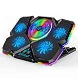 Laptop Cooling Pad, Gaming Laptop Cooler with 5 Quiet Fans and Colorful RGB Light(One Click colse) , Laptop Fan Cooling Pad Fits 12-17 Inch Laptop, USB Port Powered, 7 Adjustable Height