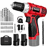 AVID POWER Cordless Drill Set, 12V Power Drill Driver with 2 Batteries, Fast Charger, 42Pcs Accessories and Storage Bag, Variable Speed Electric Screwdriver, Drilling Machine for Home (2 Batteries)